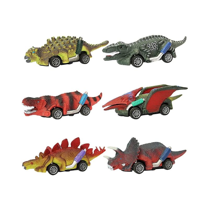 Motorcade Dinosaur Car Toy Set For Kids - Pack Of 6