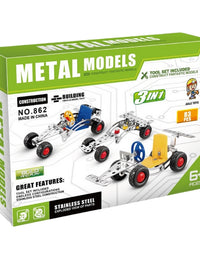 3 In 1 Metal Construction Models Playset For Kids - 83 Pcs
