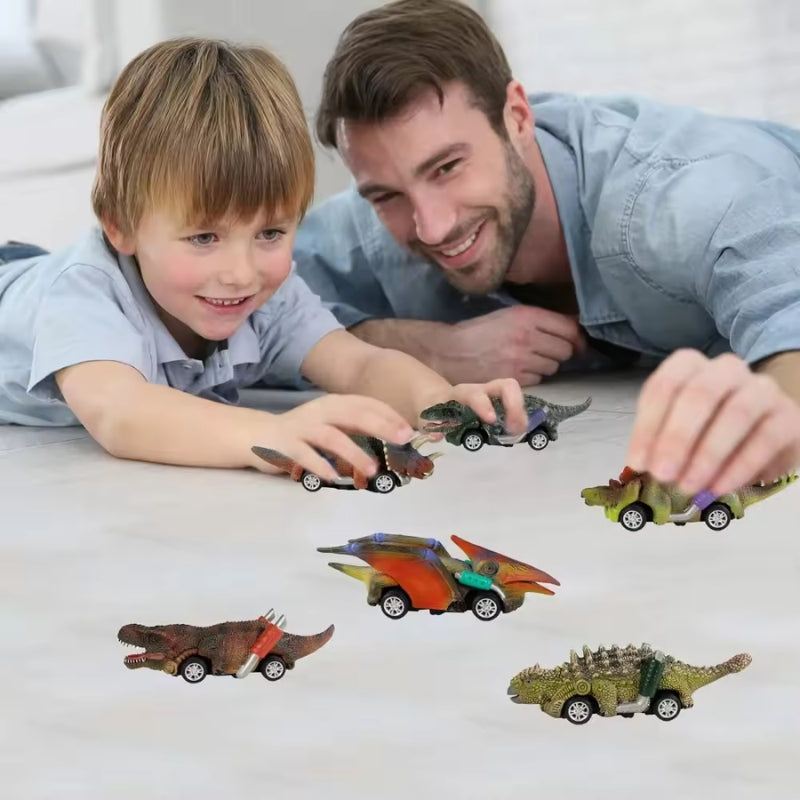 Motorcade Dinosaur Car Toy Set For Kids - Pack Of 6