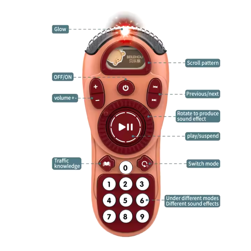 Multifunctional Learning Remote Control Toy With Sound And Light For Kids (Assorted)