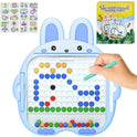 Cute Rabbit Magnetic Drawing Board for Children, Travel Toy Doodle Board with 2 Magnetic Pens and 80 Beads, Magnetic Learning Toy for Kids (Blue)