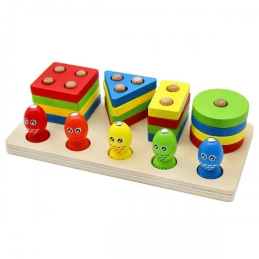 Catch, Stack & Learn 4-in-1 Wooden Fishing & Shape Sorting Toy