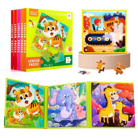 3 In 1 QIYI Wooden Level Puzzled Toy For Kids (37 Pcs)