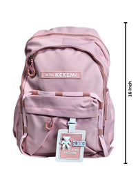 Hello KEKEMI Premium Quality School Bag Collage Backpack Pink 16 Inch (8559)
