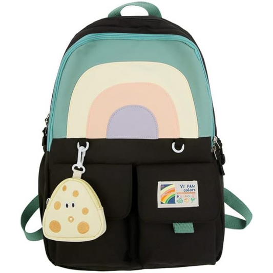 Rainbow Design Backpack with Cute Charm For Kids