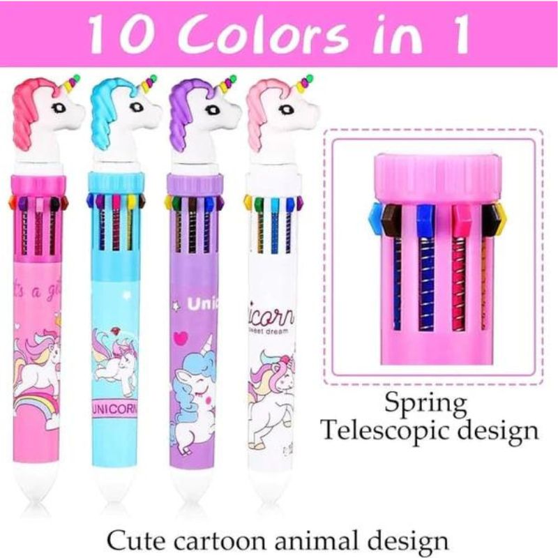 10 Colors In 1 Ballpoint Pen Unicorn Shape