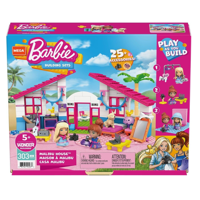 Mega Barbie Malibu House Playset For Kids (303 pcs)