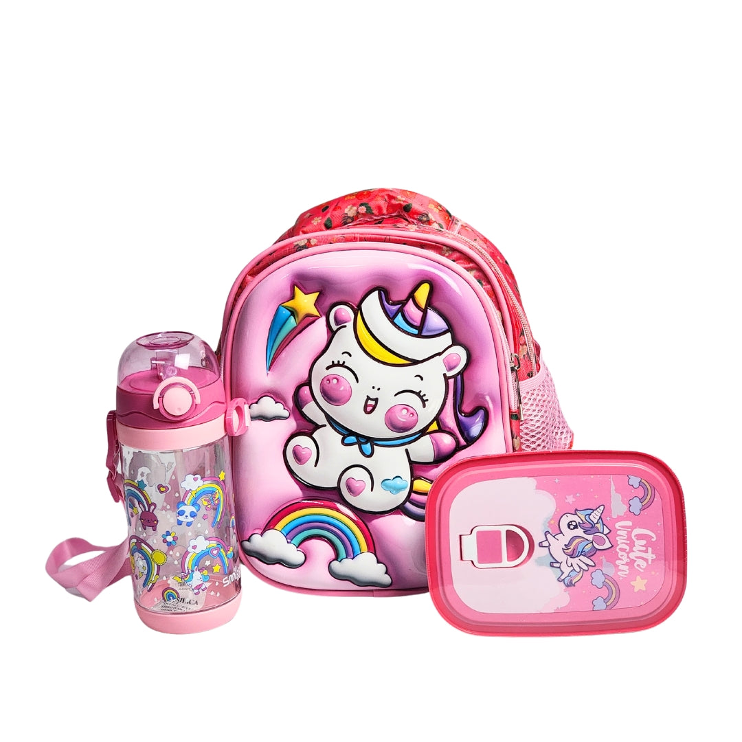 Unicorn Themed School Lunch Deal For Kids (Lunch Bag/Box & Bottle)