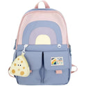 Rainbow Design Backpack with Cute Charm For Kids