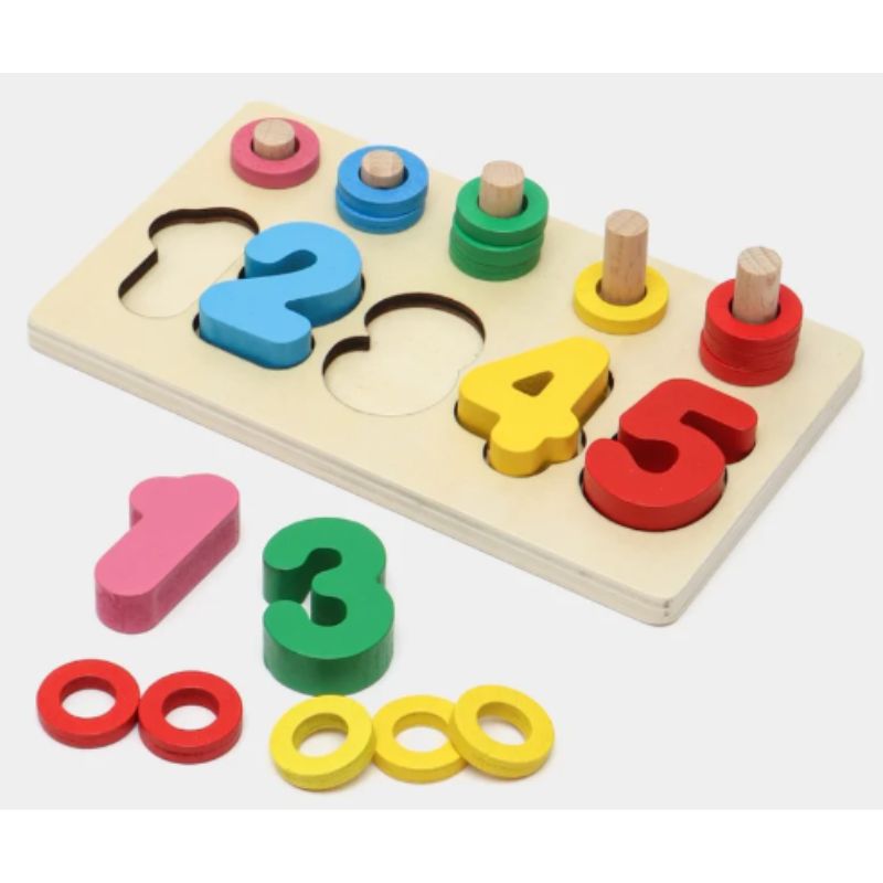 Wooden Rainbow Montessori Number Plate Fun & Educational Digital Learning Toy