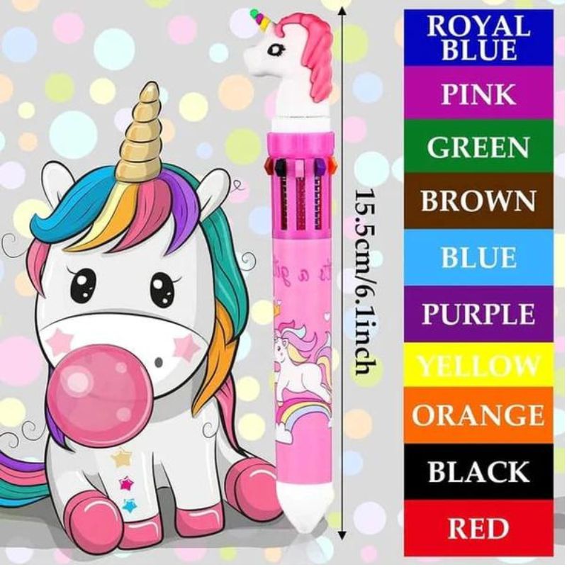 10 Colors In 1 Ballpoint Pen Unicorn Shape
