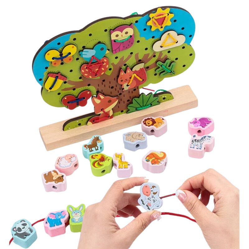 Animal House Lacing Tree Fun & Educational String Activity for Kids