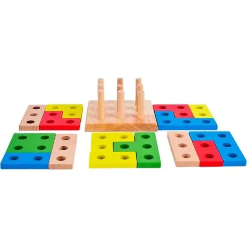thumbnail image 2 of Aazon.co: Kiapeak Wooden Stacking Puzzle Toy, 3D Russian Block Puzzle 2 of 11