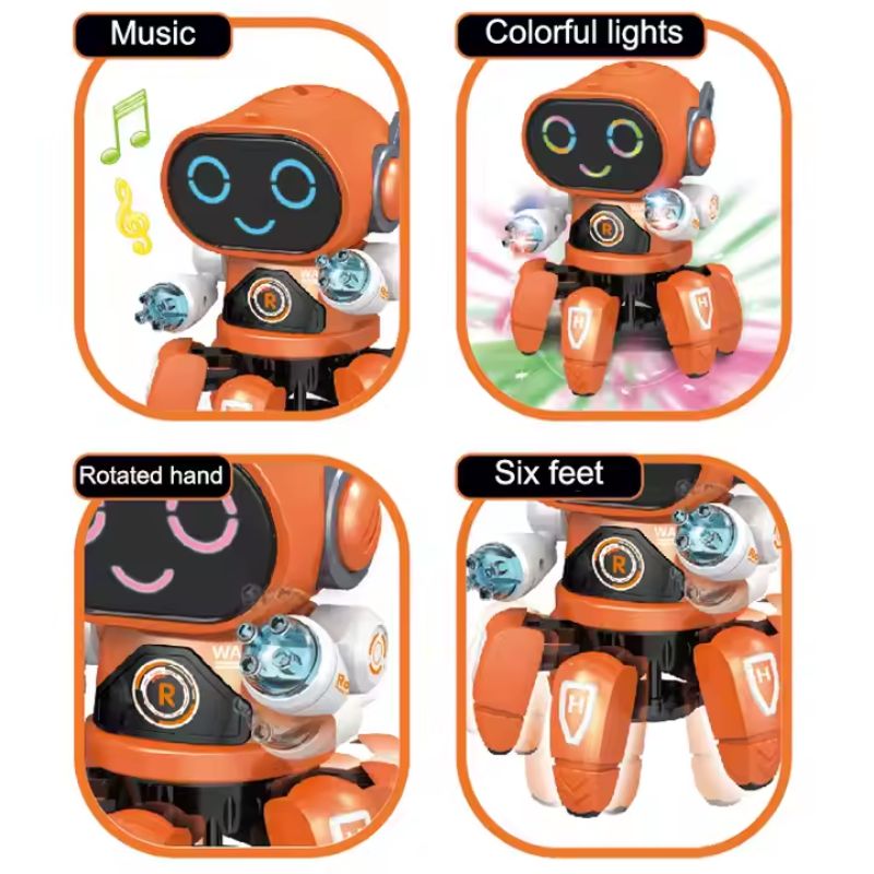 Children electronic intelligent robot toy dancing walking singing robot with light music