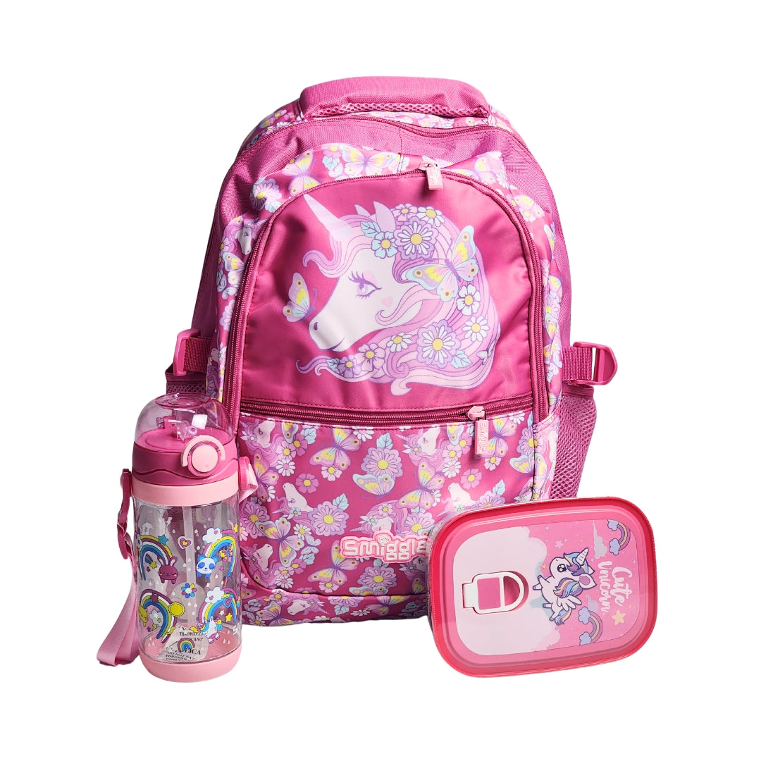 Unicorn Themed School Deal For Kids (Backpack - Lunch Box & Bottle)