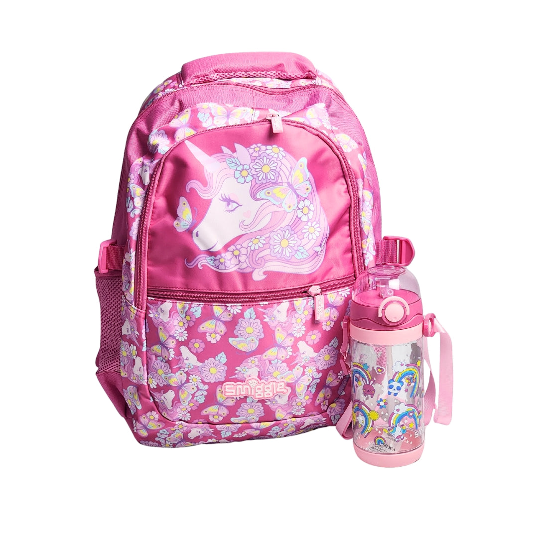 Unicorn Themed School Backpack With Water Sipper For Kids
