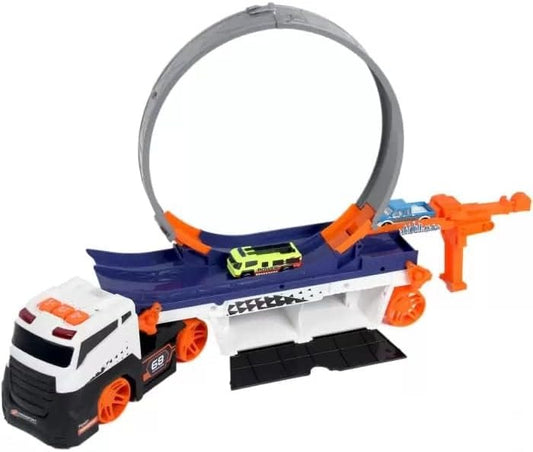 Curved Ejection Truck Transport Toy With 2 Cars For Kids