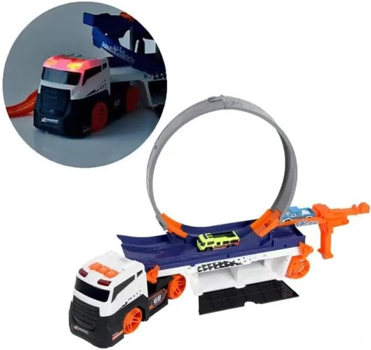 Curved Ejection Truck Transport Toy With 2 Cars For Kids