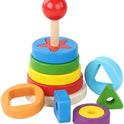 Rainbow Stacker & Shape Sorter – Wooden Rings for Endless Fun