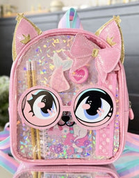 Vest Adorable Holographic Backpack With Stationery For Toddlers
