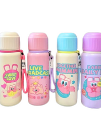 Cartoon Printed Water Bottle With Portable Thermos Cup (550ml)
