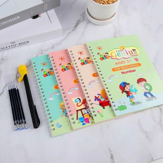 4 in 1 Pack of Sank Magic Reusable Writing Book with Pens & Refill