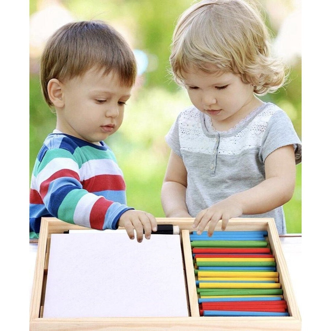 Wooden Mathematics Toy With Colourful Sticks & Drawing Board For Kids