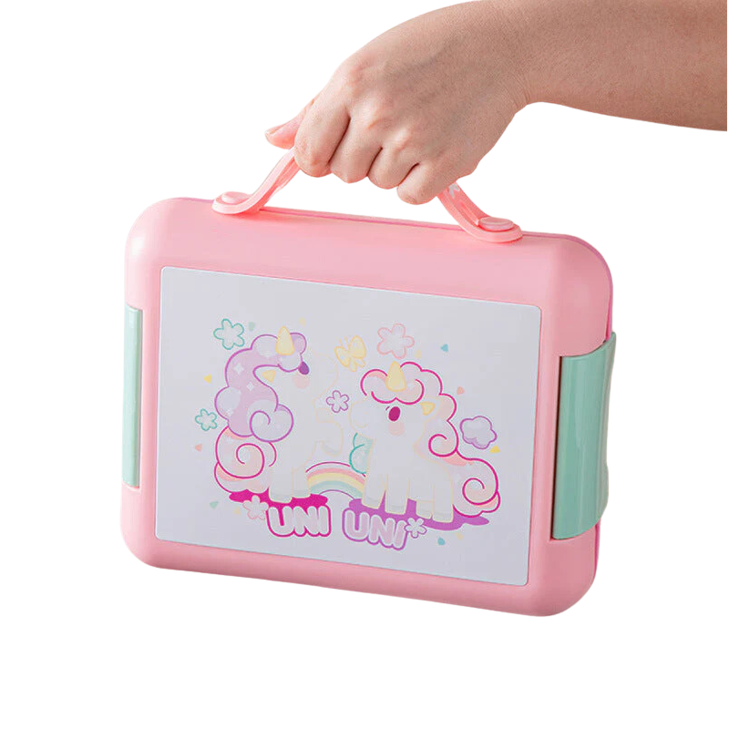 Cute Dino & Unicorn Plastic Lunch Box for Kids