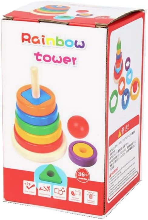 Rainbow Stacker & Shape Sorter – Wooden Rings for Endless Fun