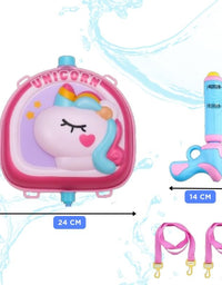 Unicorn Water Gun With Backpack For Water Storage Toy For Kids
