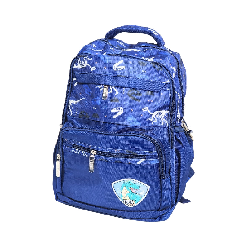 Dino Printed Spacious School Bag For Kids - 16 inches (2263) - Blue (Deal)