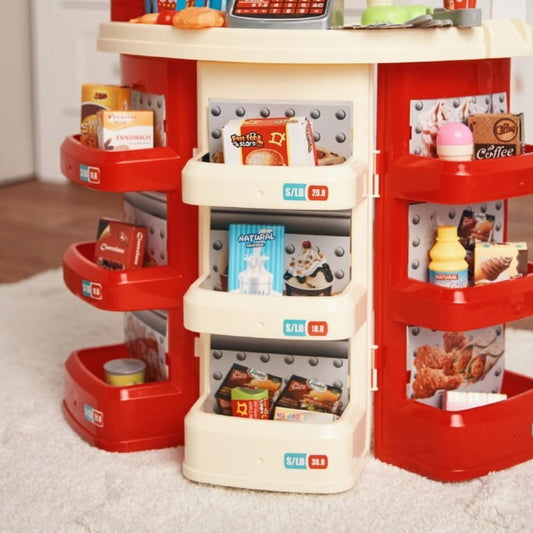 Deluxe Supermarket Cashier Playset with Realistic Grocery Shelves, Scanner & Accessories – 40+ Pcs