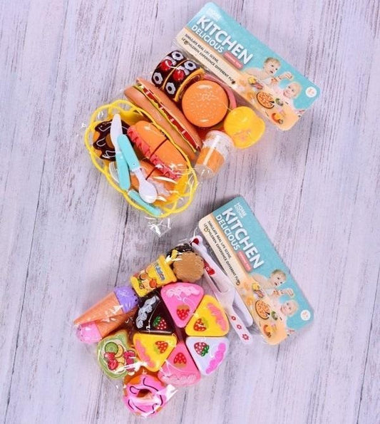 Pretend Play Fast Food & Dessert Toy Set for Kids – Pizza, Ice Cream, Donuts & More