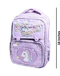 Unicorn Design Backpacks For Kids (1198) (purple) -18 Inches
