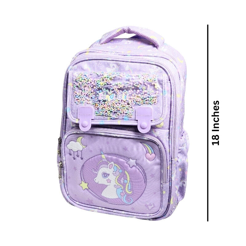 Unicorn Design Backpacks For Kids (1198) (purple) -18 Inches