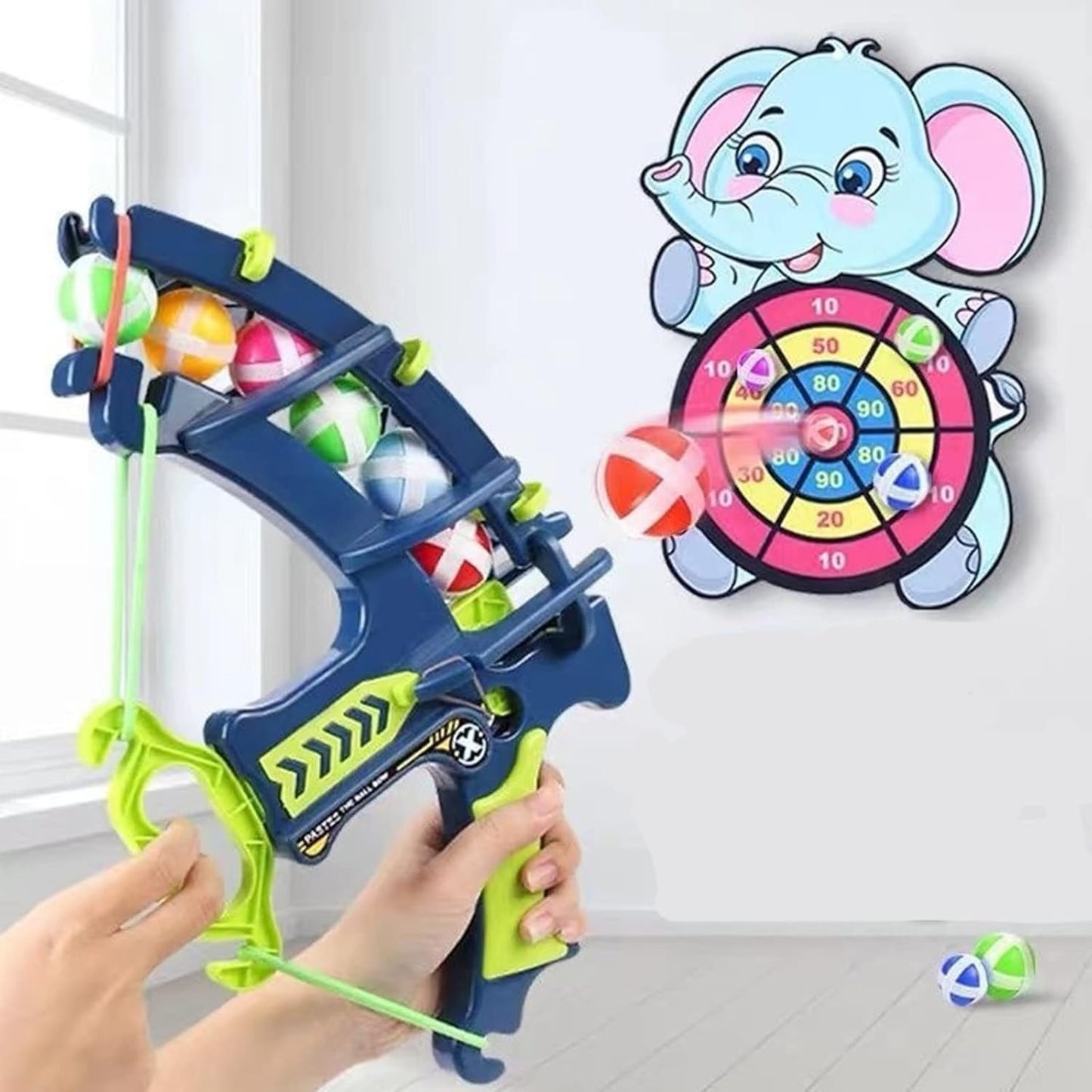 Shooting Archery With Elephant Shape Dartboard Target & Multiple Sticky Balls Toy For Kids