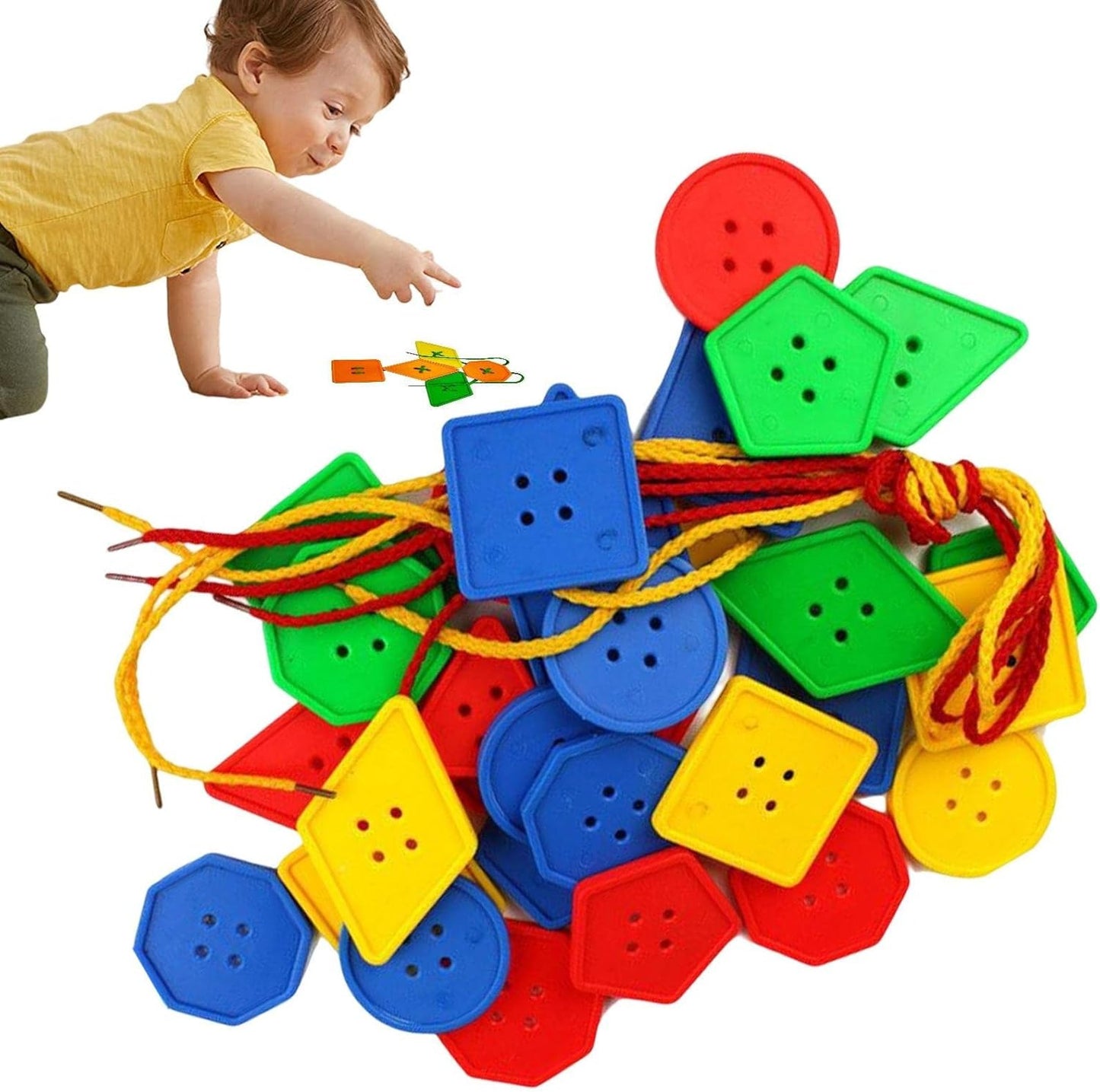 Educational Lacing Beads Set - Learn Shapes, Colors & Boost Motor Skills