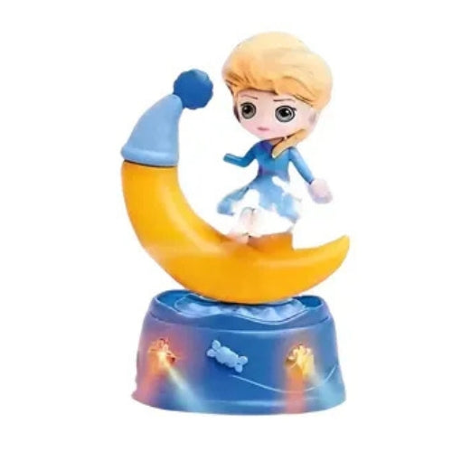 Rotating moon Elsa doll toy featuring lights and music