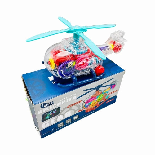 Electric Universal Transparent Mechanical Gear Helicopter Toy