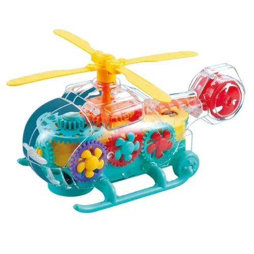 Electric Universal Transparent Mechanical Gear Helicopter Toy