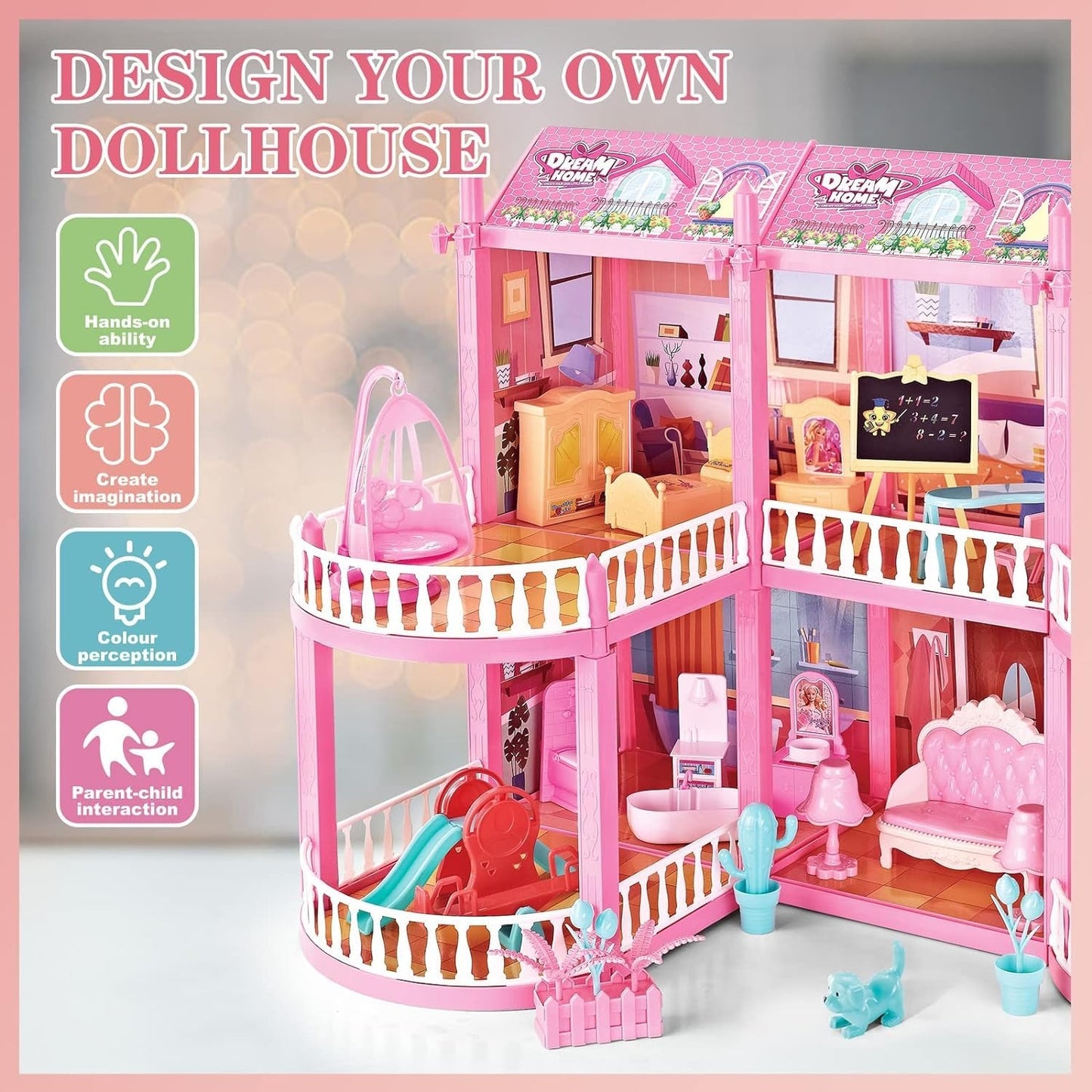 Princess Doll House Playset For Girls - 170 Pcs