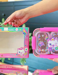 3 Compartments Leak Proof Stainless Steel Tiffin Lunch Box For Children

