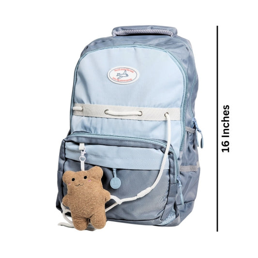 Children's Bear School Bag Waterproof Lightweight Backpack -16 Inches (Sky Blue) (909)