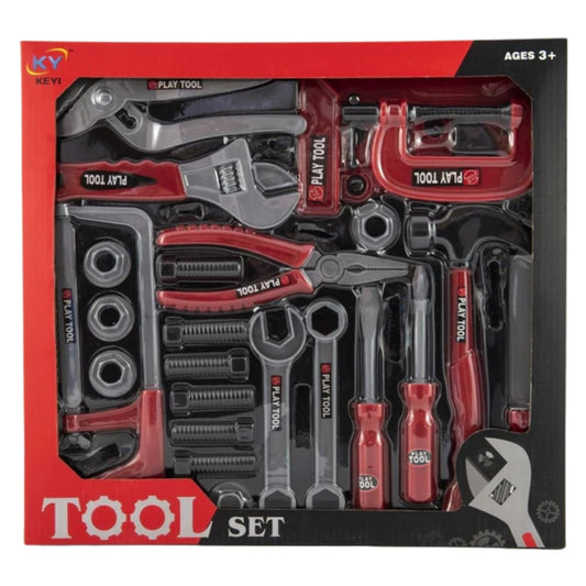 Kids Construction Tool Set Pretend Play Builder Kit with Safety Helmet, Tools Carry Case