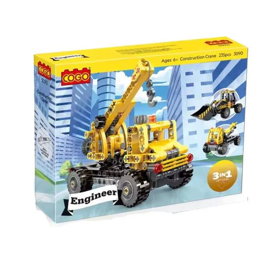 COGO Engineer Construction Vehicle Building Blocks Set Crane Bulldozer Loader Kids