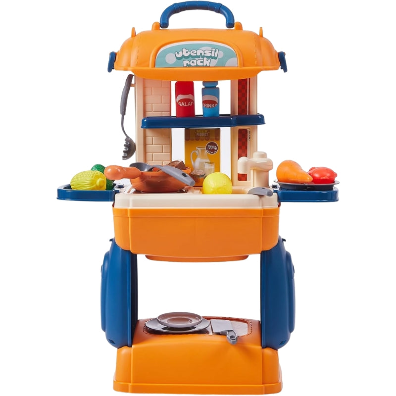 Warmiehomy Portable Kids Play Kitchen Set with Accessories and Shoulder Strap