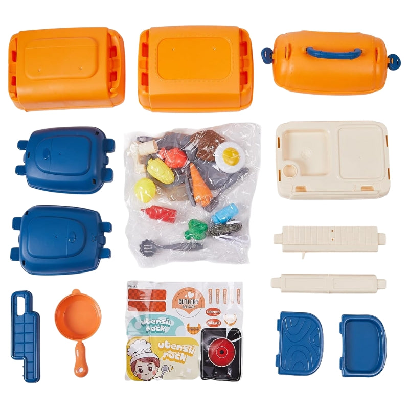 Warmiehomy Portable Kids Play Kitchen Set with Accessories and Shoulder Strap