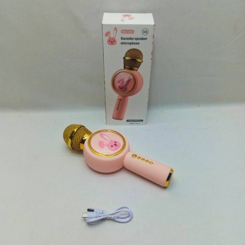 Karaoke Bluetooth Speaker Microphone Pink Color