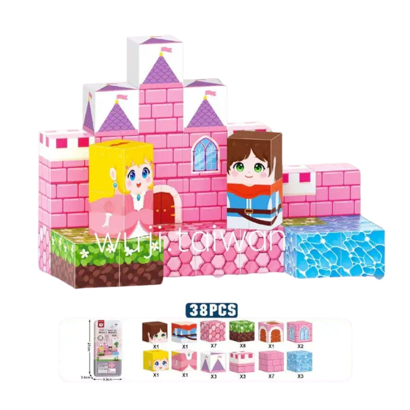 Piece Mini Travel Magnetic Building Blocks Set - Pink Princess Castle Edition