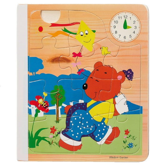 Toygenix Wooden Bear Clock Puzzle – Montessori Shape Sorter & Time Learning Educational Toy for Toddlers | Deal